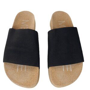 Message Mullen Classic Slide Black Vegan Sandals Cork Footbed 39/8.5,9 (US)